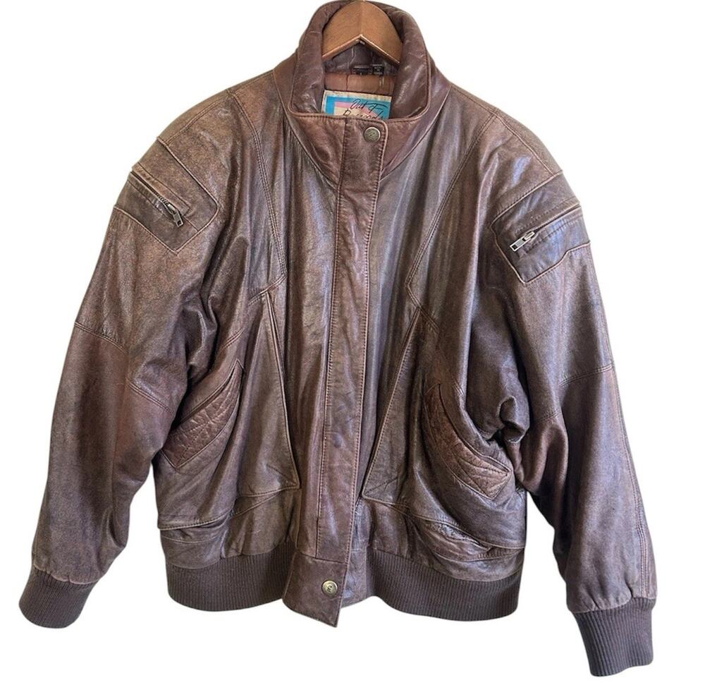 Vintage Out Of Bounds Casablanca Leather Bomber Jacket Korea Brown Mens Large
